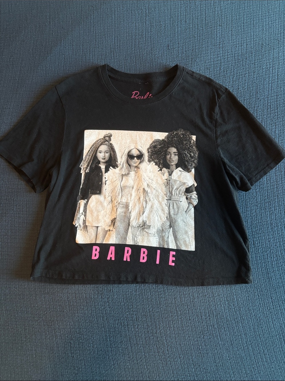 Barbie Black cropped Tee